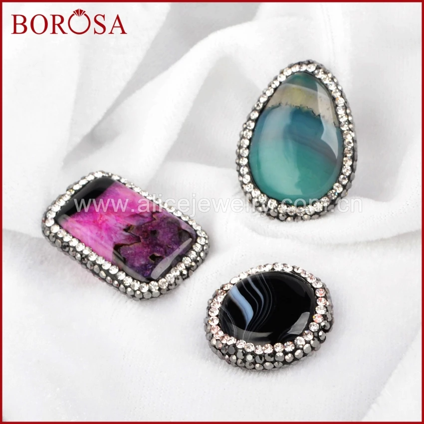 BOROSA Геометрия оникс Хрустальная Друза бусины из жеоды разной формы CZ выложенная