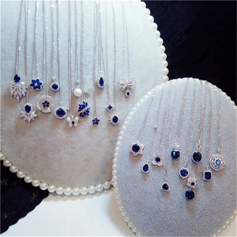 Женское ожерелье из серебра 925 пробы с сапфировым камнем|pendant blue|pendants for womenpendant