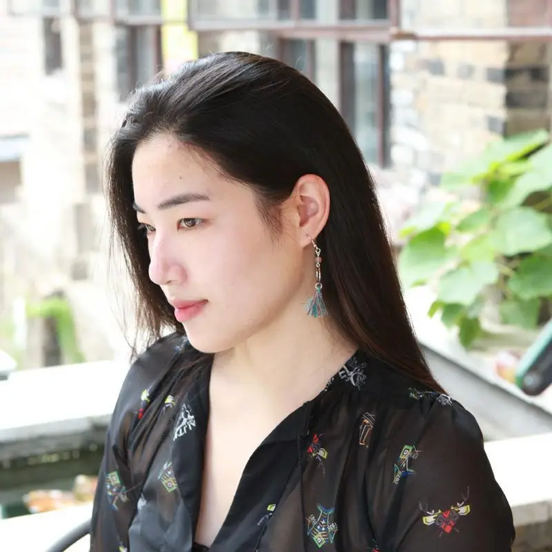 Женские винтажные серьги в богемном стиле уникальные простые с фиолетовыми