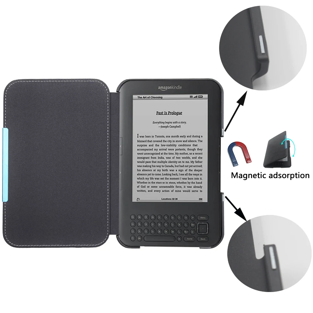 Чехол из искусственной кожи для Amazon Kindle 3rd модель D00901 магнитный закрывающийся