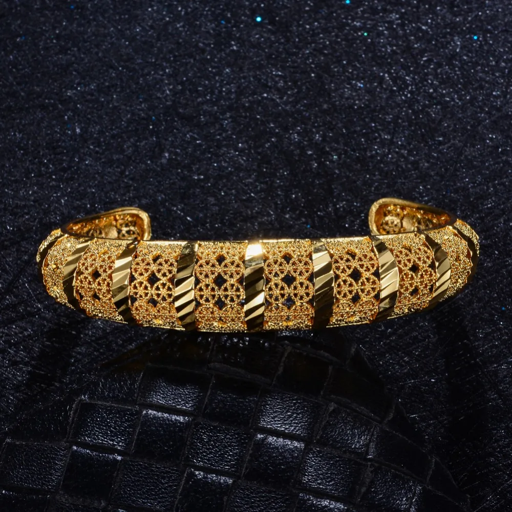 WANDO Trendy open 1pcs Ethiopian/Dubai/African jewelry Gold Color Bangles&ampBracelet 24K Jewelry for Women bracelet fe Girl Gifts |