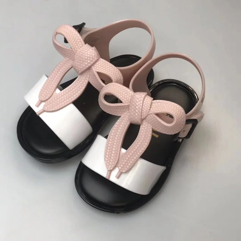black Melissa/Новинка года; летняя прозрачная мини-обувь; нескользящие пляжные сандалии для девочек; обувь для малышей; мягкие сандалии - Цвет: black