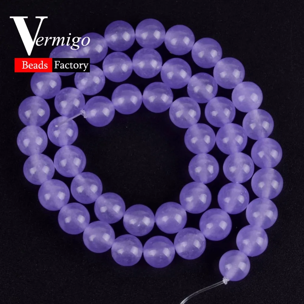 Оптовая продажа пурпурный халцедон бусины из нефрита природные камни бриллианты