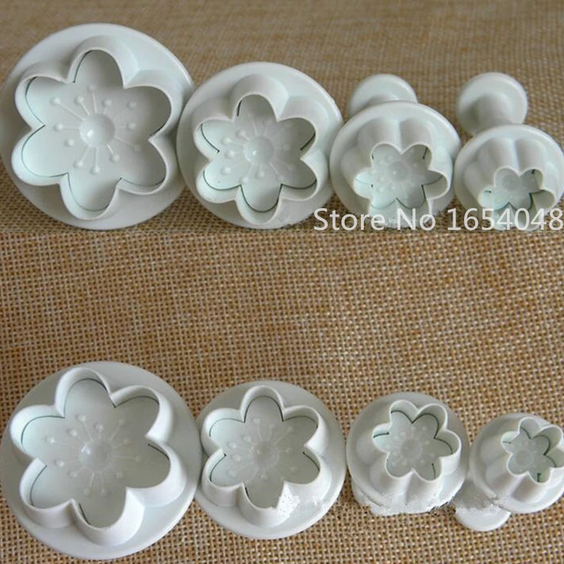 Newestl 4PCS /Lot Peach Blossom Cake Molds For Flower SGS LFGB Safety Bakeware Decorating Plunger Cutter | Дом и сад