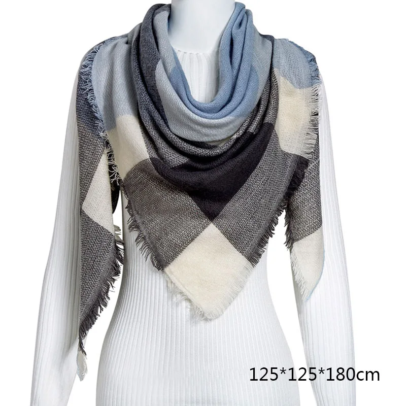 SuperB&G Winte Scarf Women Comfortable Lattice Triangle Wram Plaid Scarves Ladies Shawl Female Winter Thick Clothing Accessories - Цвет: C26