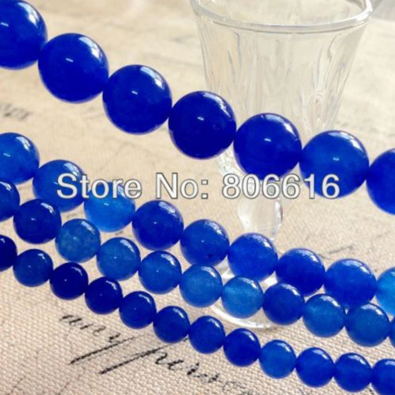 

6-12mm Natural Blue Chalcedony Bead Strands Semi-precious Stone Jewelry Beads