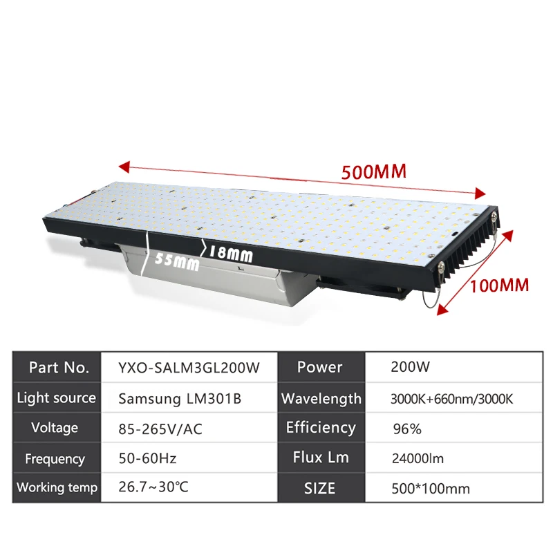Led grow light Samsung LM301B LED полный спектр 200 Вт 400 600 samsung 3000K 660nm Veg/Bloom state Meanwell