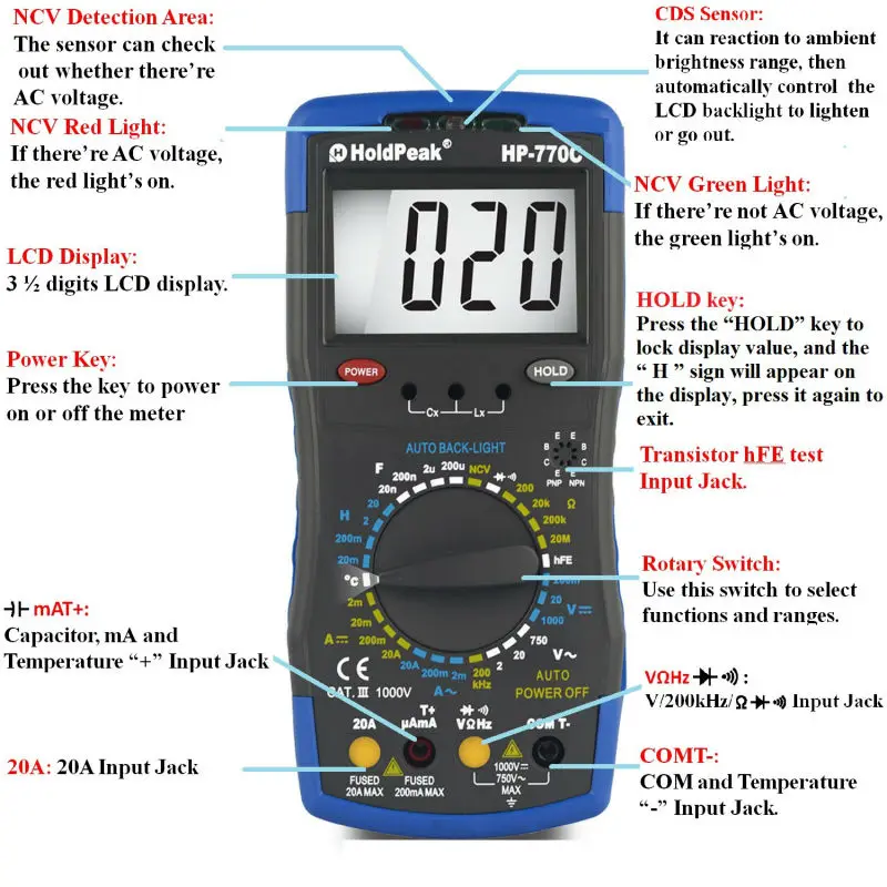 Мультиметр с функцией измерения индуктивности и частоты|multimeter automotive|meter