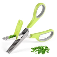lmetjma 5 blade herb scissors stainless steel onion herb scissors with cleaning brush kitchen scallion chopper cutter kc0271