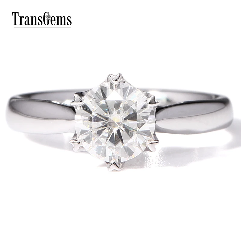 Женское кольцо для помолвки Transgems Solid 14k 585 из белого золота 1 карат диаметр 6 5 мм F