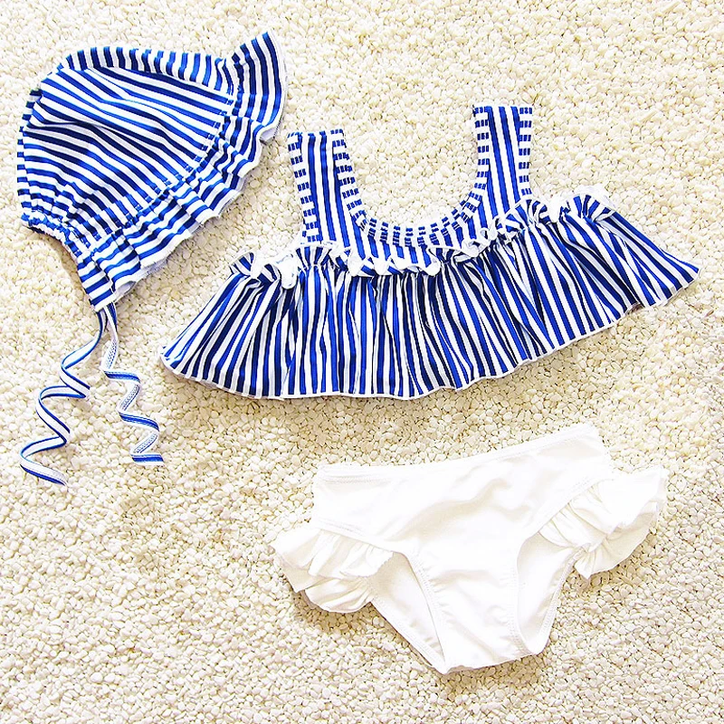

Children Swimwear For Girls Bikinis Set With Cap Kids Bathing Suit Baby Girls Swimwear Toddler Swim Wear Summer New Style