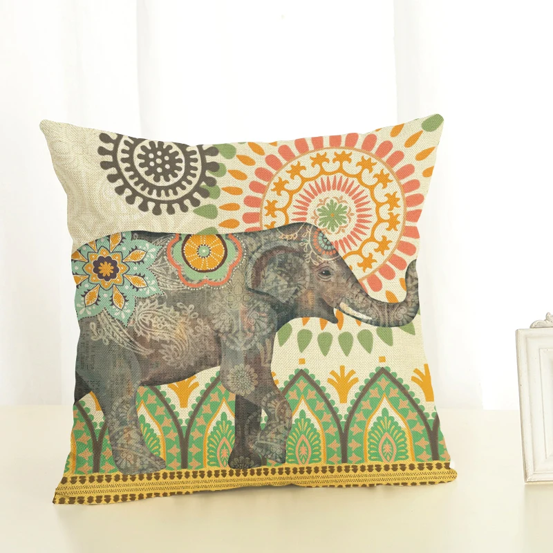 Слон узоры квадратная льняная морская лошадь диван пледы наволочки осьминог