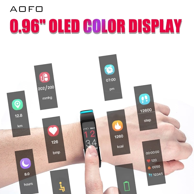 IP67 Waterproof Fitness Tracker HR Smart Watch for with Heart Rate Blood Pressure Monitor Calorie Counter GPS Pedometer | Электроника