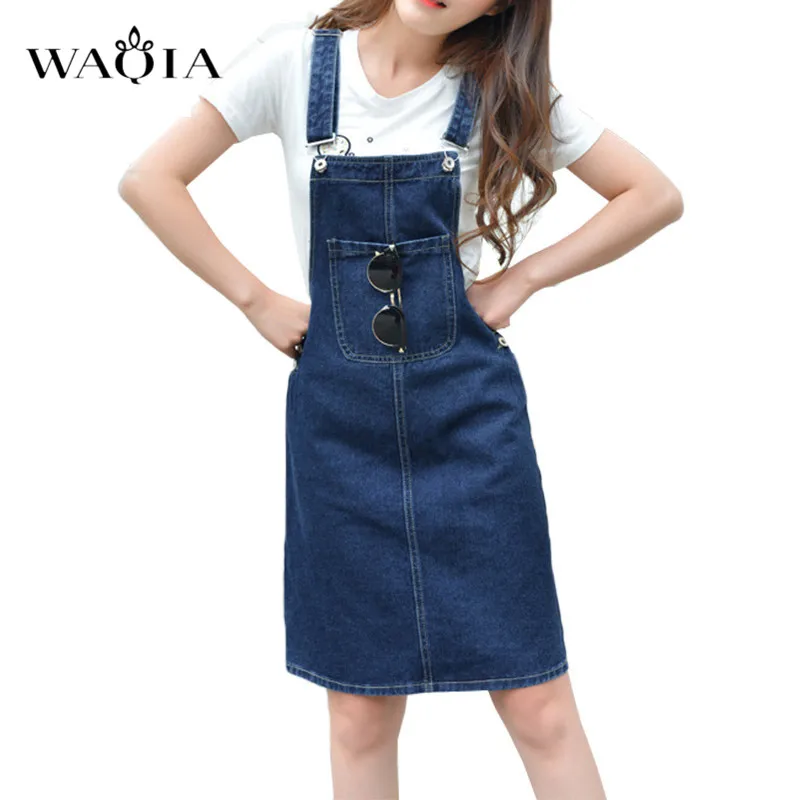 WAQIA 2018 летнее женское джинсовое платье джинсовый сарафан для девочек