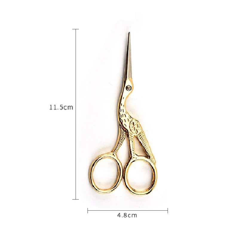 115mm gold 1 шт. портновские ножницы из нержавеющей стали Stork Crane ножницы для вышивания винтажная Ткань Профессиональные портные ножницы - Цвет: 115mm gold