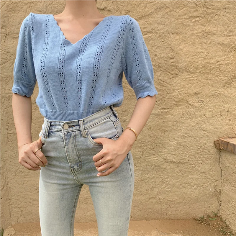 Женская одежда 2019 летняя корейская мода ulzzang однотонный Свободный укороченный