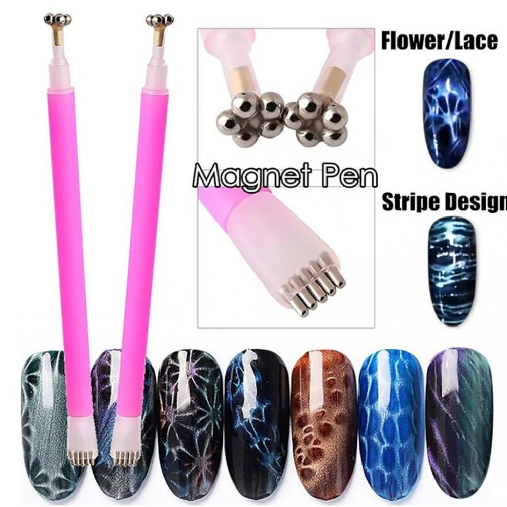 

Hot Dual-ended Cat Eye Magnet Stick Flower Shape Pen for Magnetic UV Gel Nail Art Tool Cat Eyes Nail Art Magnet Brush