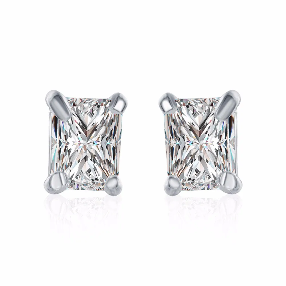 Посеребренные серьги модные ювелирные изделия прямоугольные белые гвоздики с