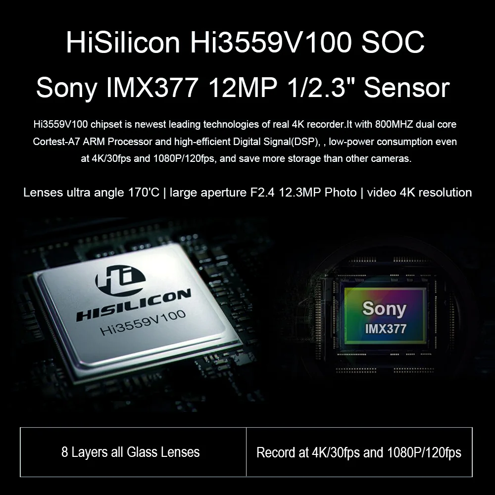 SOOCOO на S300 действие Камера 4 К 30FPS спортивные 2 35 &quotсенсорный экран Hi3559V100 IMX377 EIS Wi Fi