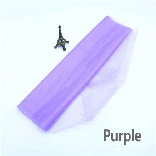 Purple Тюль из органзы с кристаллами, ширина 48 см X 5 м, вечерние принадлежности для мероприятий, украшения свадебного стола, дня рождения, вечеринки для детей - Color: Purple