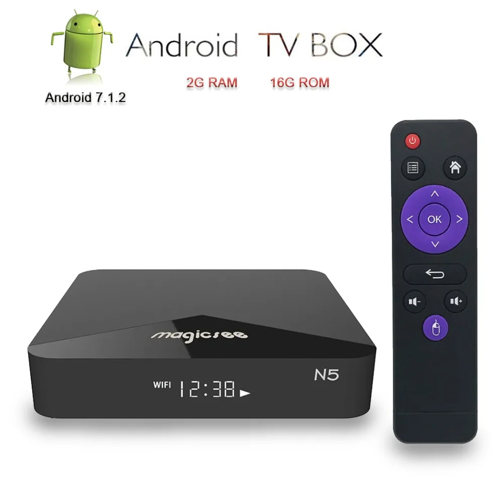 Magicsee N5 ТВ приставка Android 7.1.2 Смарт 4K IP H.265 Amlogic S905X DDR3 2 Гб ram/16 ГБ rom BT4.1
