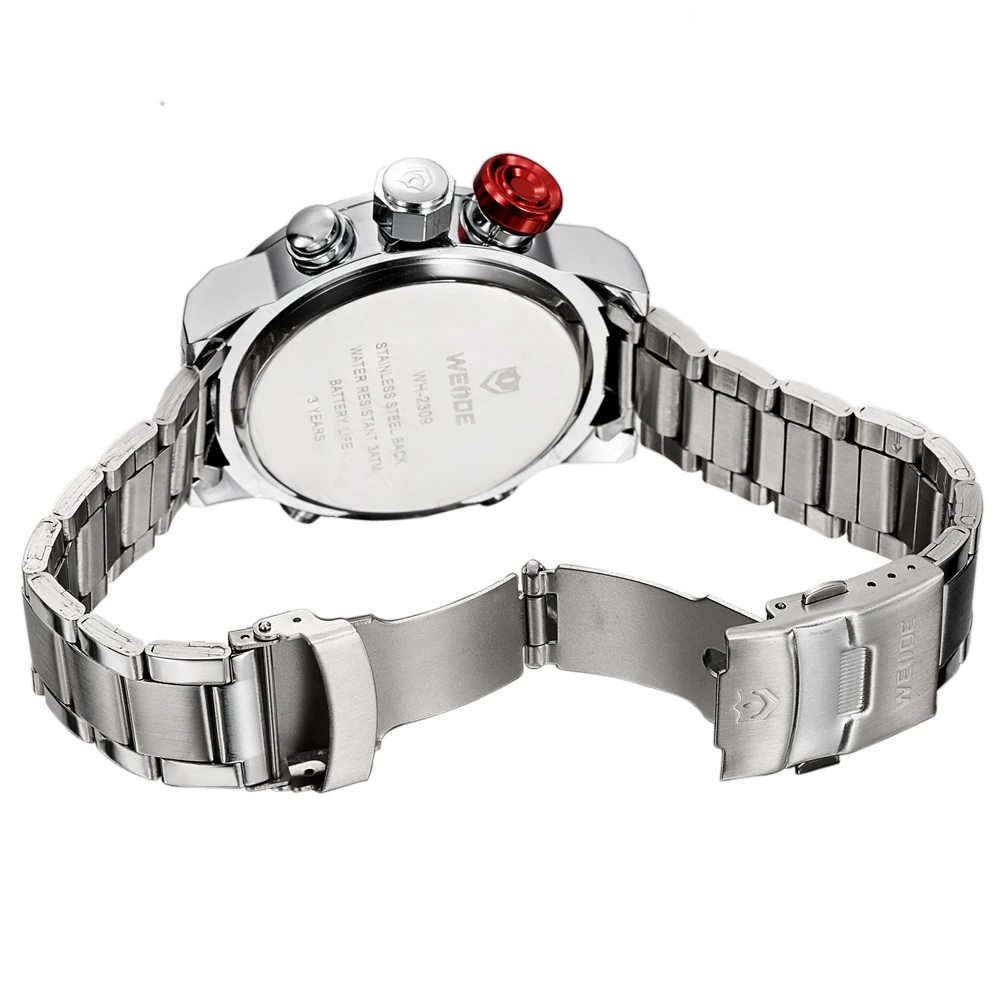 WEIDE Роскошные Часы Наручные Водонепроницаемые До 30 М Для Мужчины Светодиодные