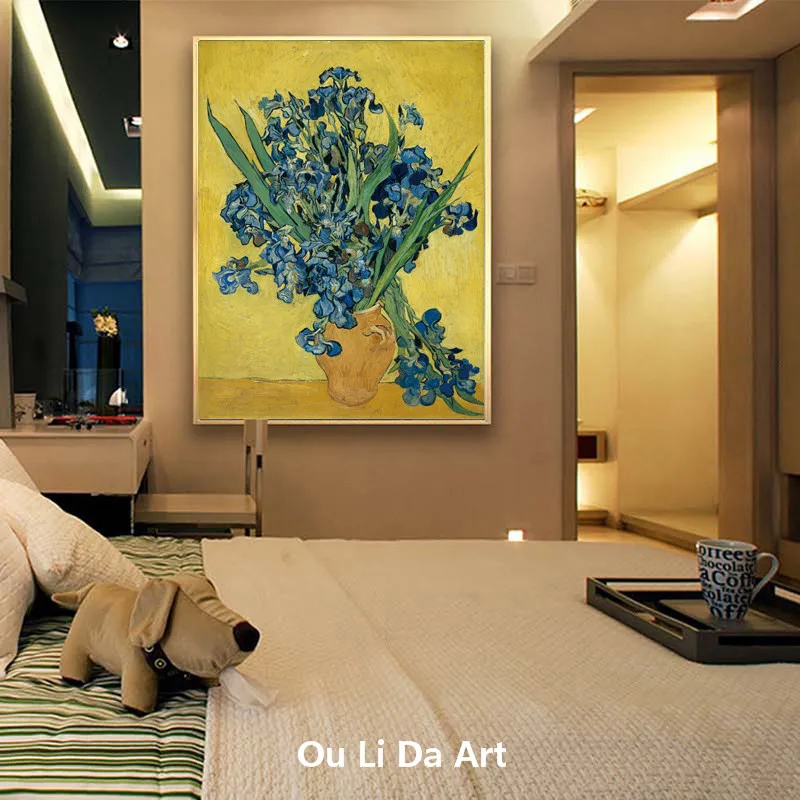 Картина маслом на холсте с изображением синего цветка | Дом и сад