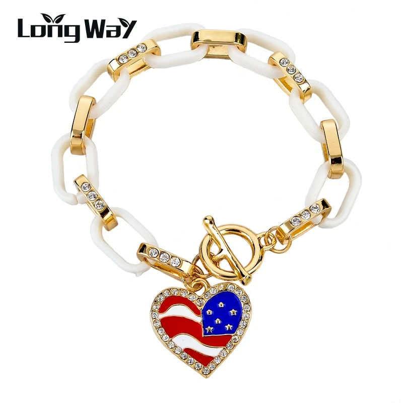 Женский винтажный браслет LongWay золотого цвета с подвеской в форме сердца