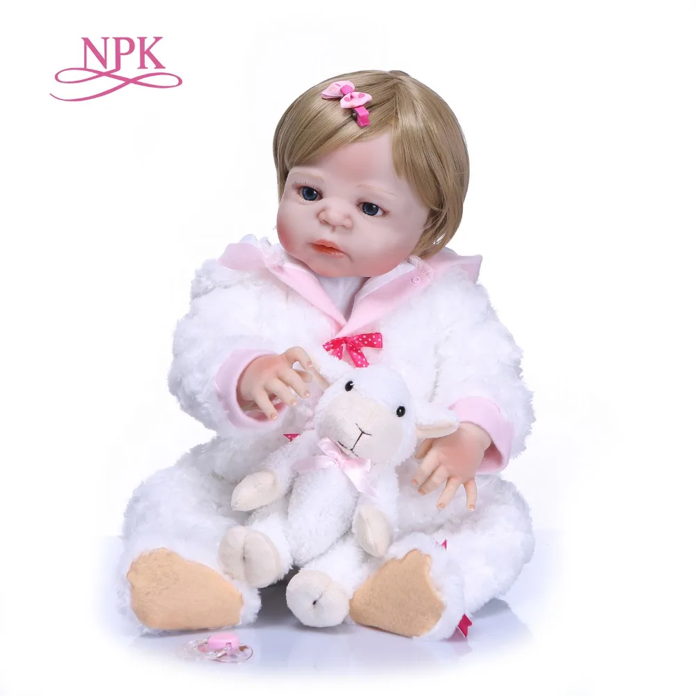 Кукла новорожденная NPK 56 см силиконовая мягкая Реалистичная подарок на день