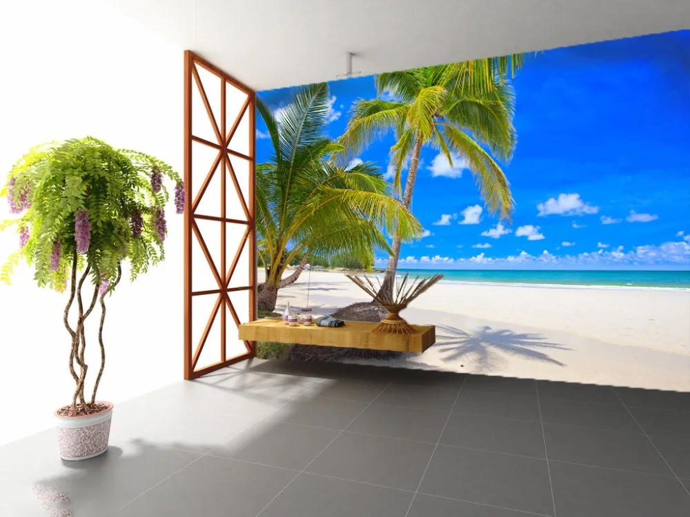 

[Self-Adhesive] 3D Tropical Sand Beach Sky 82 Wall Paper mural Wall Print Decal Wall Murals