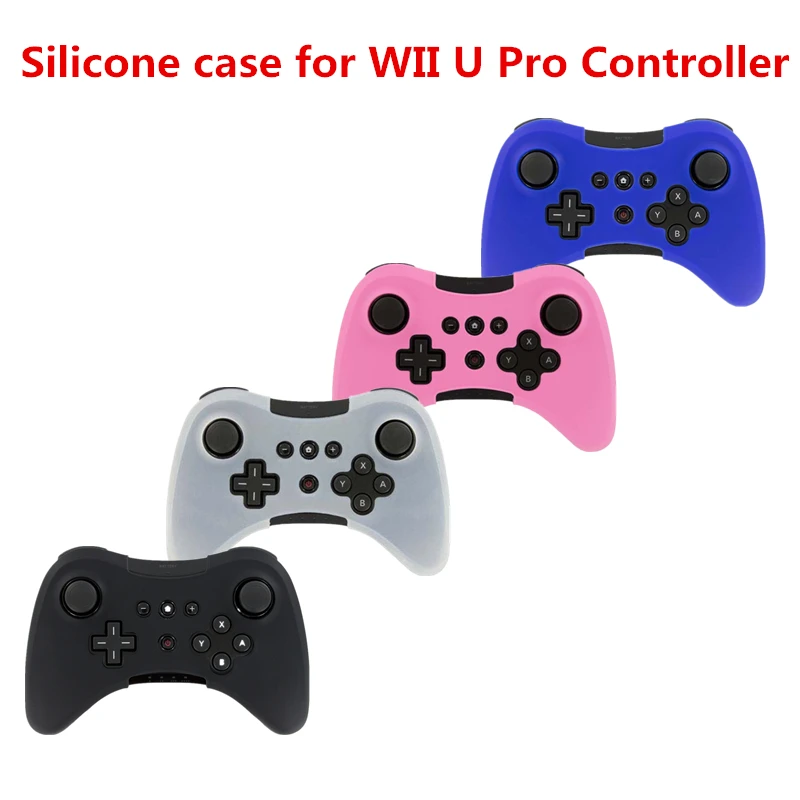 

Soft Silicone Thicker Half Skin Case Silicone Protective Joystick Case Cover for WII U Pro Wireless Controller Gamepad Blue Red