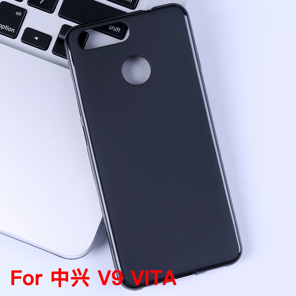 Черный ZTE Blade V9 Vita роскошный качественный полупрозрачный мягкий ТПУ чехол для