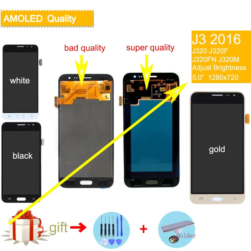Активно матричные осид ЖК дисплей для SAMSUNG J3 2016 Дисплей J320 J320F Сенсорный экран