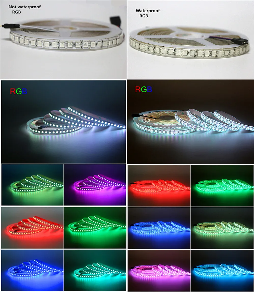 DC 12 V 5 M SMD 5050 60 светодиодный/m 120 светодиодный s/m светодиодные полосы света водонепроницаемый белый/теплый белый/RGB Fita светодиодный пояс бар Гибкая неоновая лента