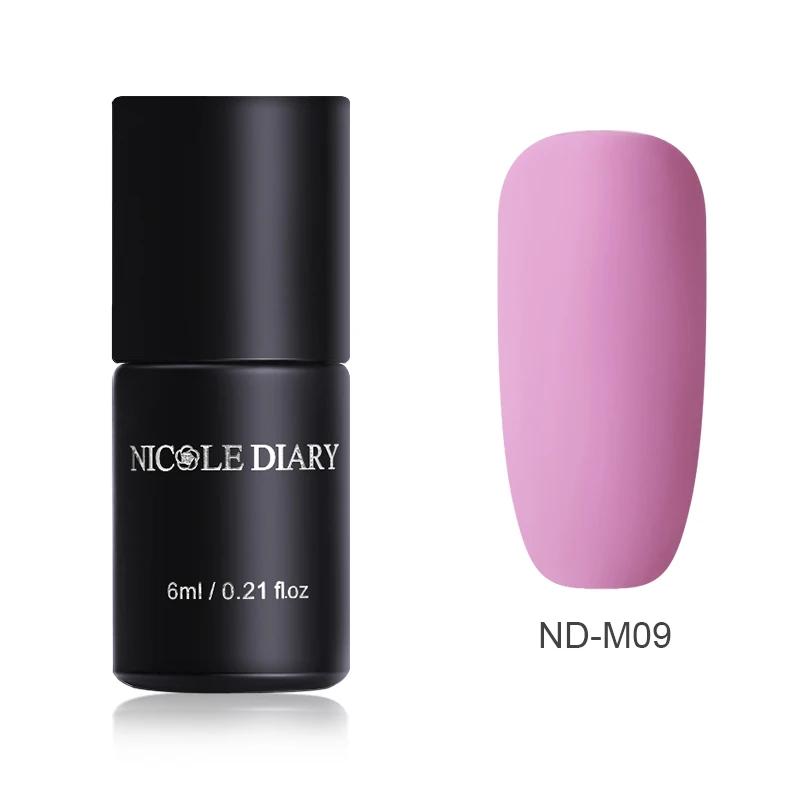 ND-M09 NICOLE DIARY 6 мл матовый одношаговый УФ-Гель-лак цветной розовый черный замачиваемый УФ-Гель-лак стойкий дизайн ногтей - Цвет: ND-M09