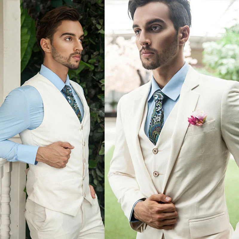 Новейшие дизайнерские пальто и брюки цвета слоновой кости классические мужские