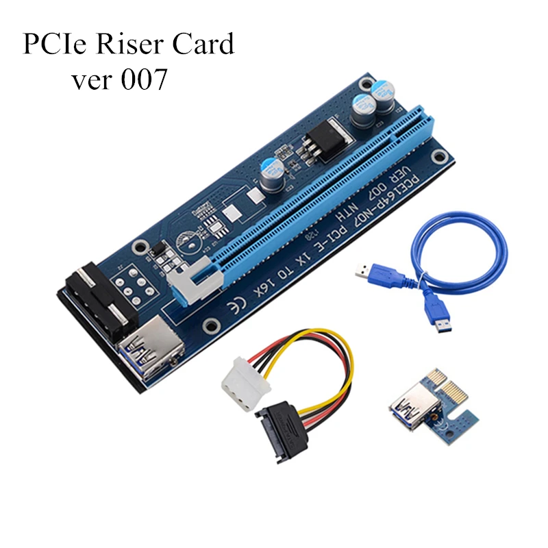 Factory ver007 USB 3.0 PCI-E Riser Card 1X 4X 8X 16X Express Extender SATA Power Adapter Cable For Mining |