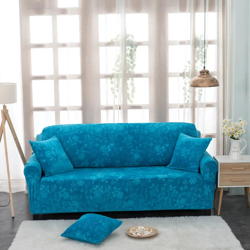 

SunnyRain 1-Piece Thick Velvet Embossing Pattern Elastic Sofa Cover For Couch Slipcover Case For Sofa Elastic Cover For Sofa