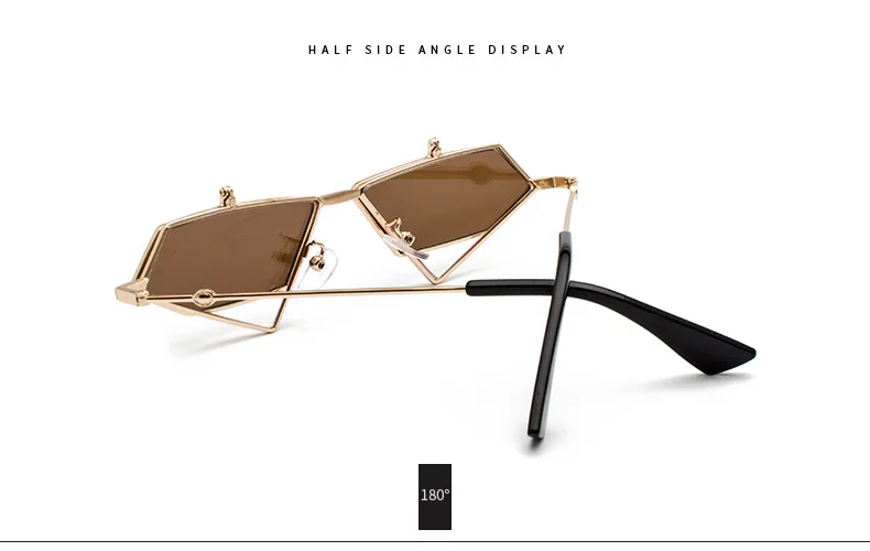 LEIDISEN Flip Up Steampunk Sunglasses Men Women Vintage Metal Frame Triangle Sunglass Female Brand Fashion Glasses UV400