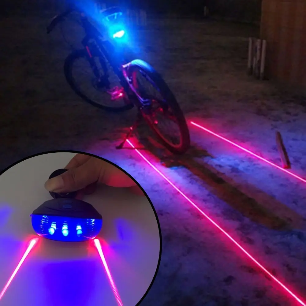Bicycle Tail Light Waterproof Bike Rear Lights Cycling 7 Cool Flash Mode For Accessories (5LED+2Laser) | Спорт и развлечения