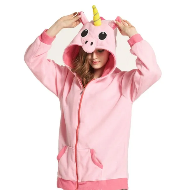 Pink Unicorn HKSNG/худи с енотом из мультфильма для взрослых; сезон весна; теплые флисовые куртки с енотом; пальто; семейные вечерние костюмы; лучший подарок; Kigu - Цвет: Pink Unicorn
