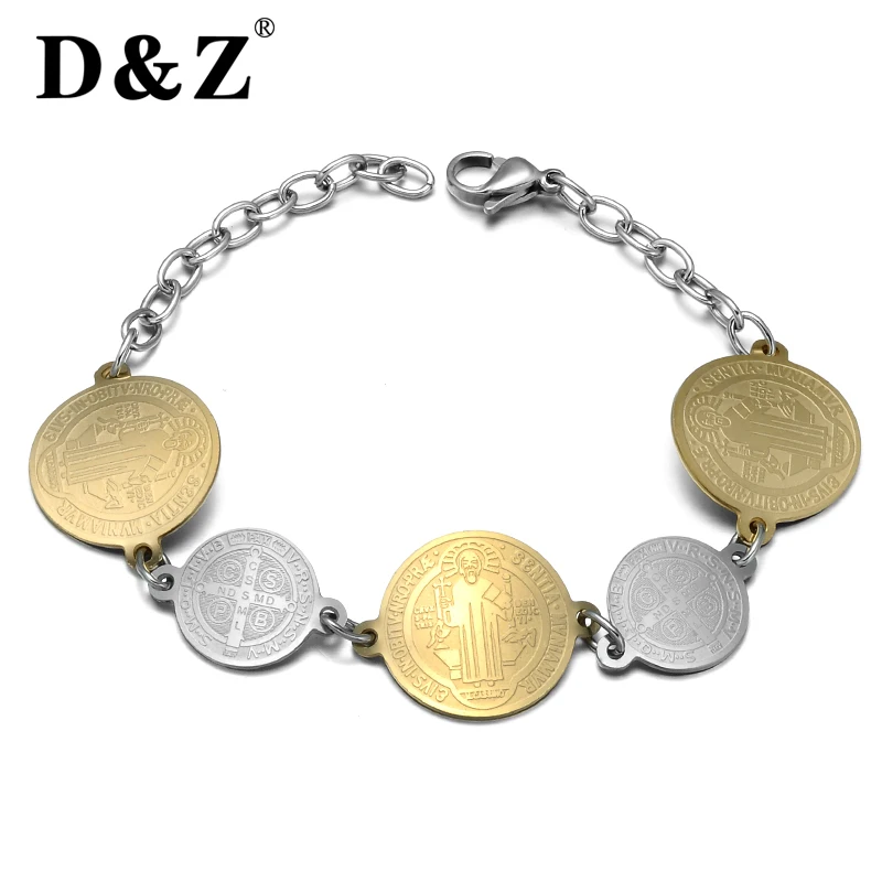 D & Z религиозная вера браслет с Иисусом для женщин нержавеющая сталь серебро Сан