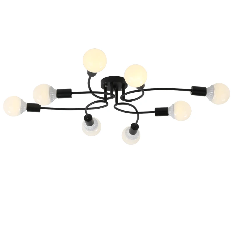 

Nordic white iron ceiling lamp iron art living room simple bedroom ceiling lamp