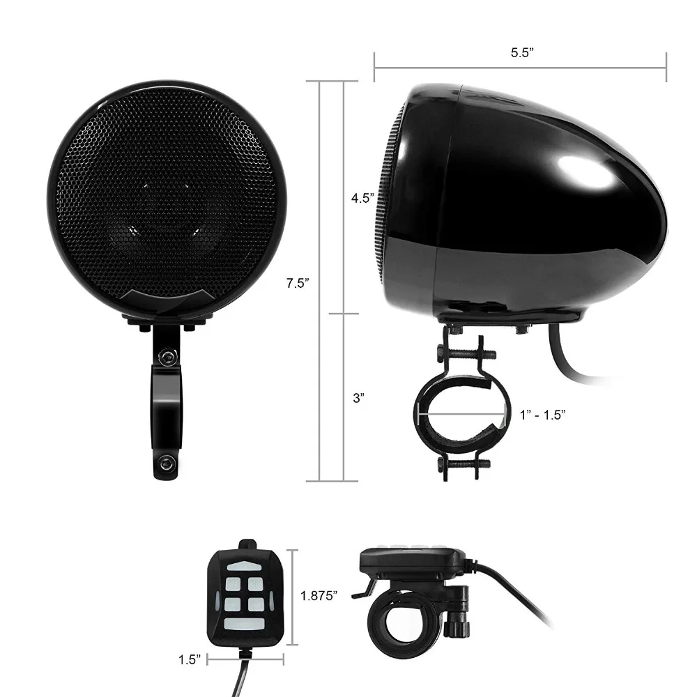 MotoQueen SPK400A 4 канала 4,5 дюйма мотоцикл bluetooth-динамики 1200 W усилитель стерео аудио Системы Поддержка AUX MP3-черный
