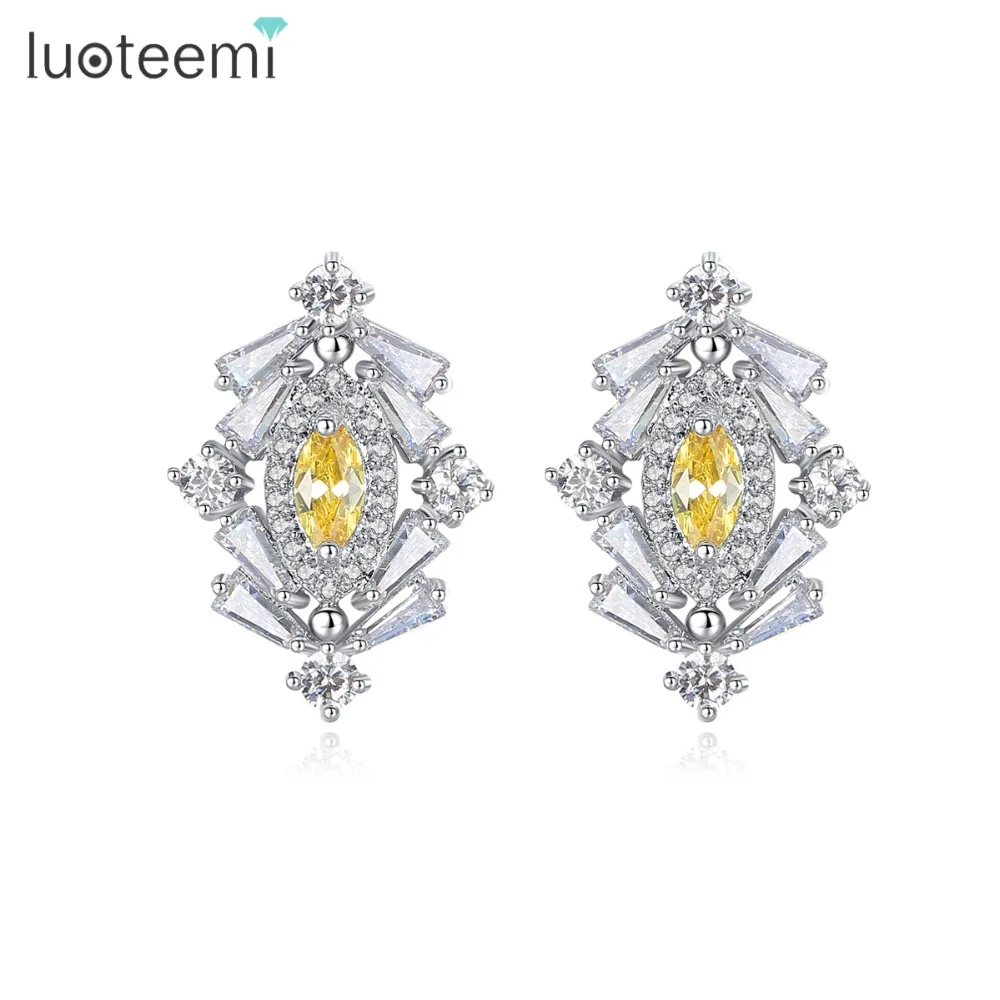 LUOTEEMI New Fashion Top Quality Unique Stud Earrings Cubic Zircon Earring for Women Boucle D'oreille Pendientes Mujer|fashion stud earrings|stud