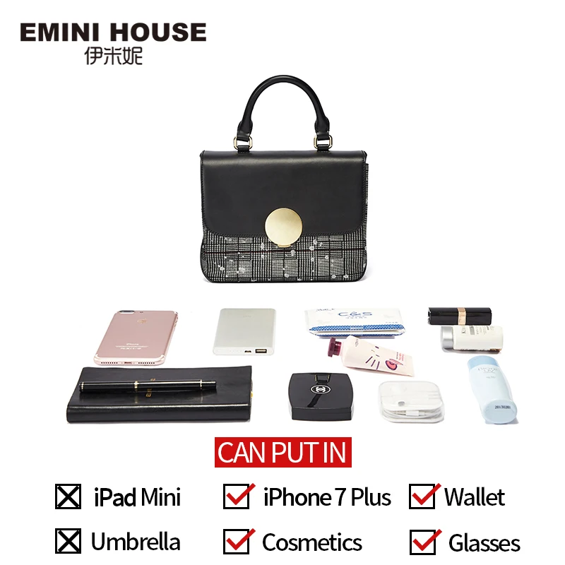 EMINI HOUSE клетчатые Лоскутные сумки с верхними ручками роскошные из спилка женские