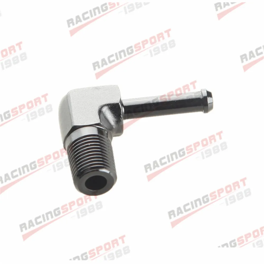 90 градусов 1/8 &quotNPT до 3/16&quot Барб адаптер фитинг алюминиевый черный | Автомобили и