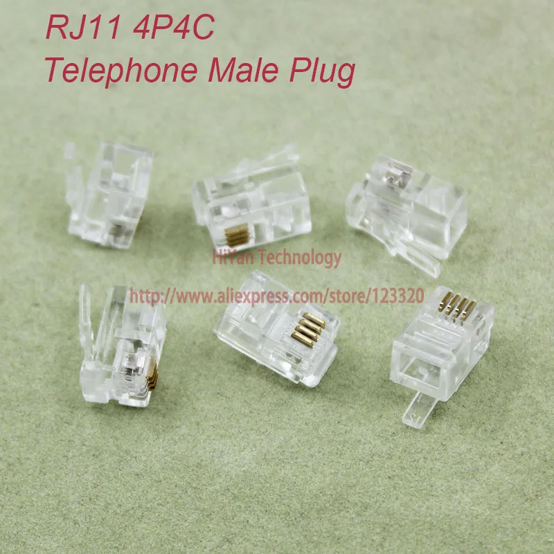 (100 шт./лот) RJ11 4P4C модульный разъем сетевой штекер 4 контактный телефонный RoHS|rj11 to
