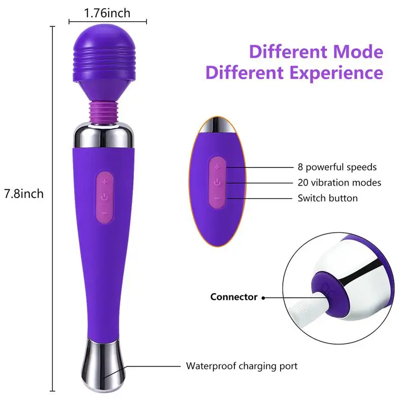 8 скоростей вибратор эротический USB перезаряжаемый G Spot AV водонепроницаемый