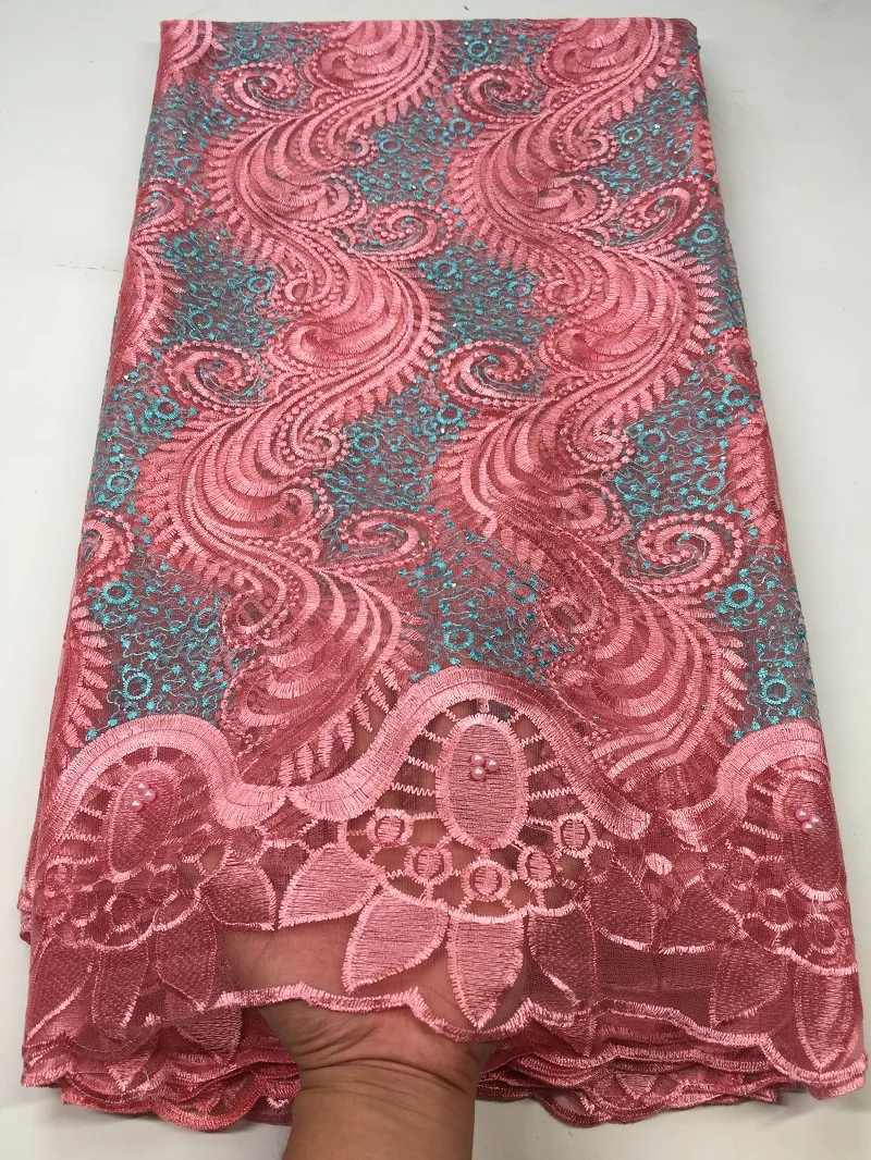 Lace Fabric with Beads and Stones High Quality African Tulle 2018 Guipure Nigerian Fabrics A19B5 | Дом и сад
